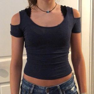 Garage cold shoulder cropped top